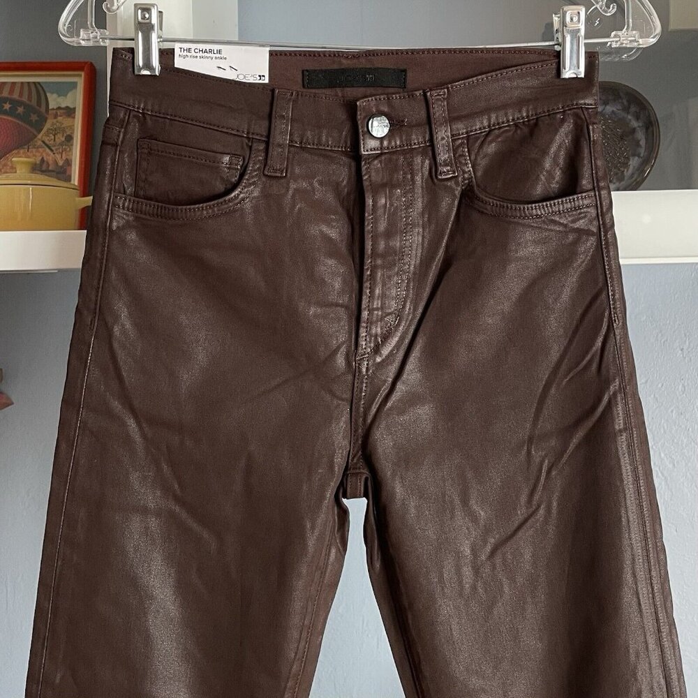 JOE'S JEANS Charlie High Rise Skinny Ankle Coated Jeans Size 26 Dark Brown - Picture 6 of 12